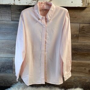Five To Nine Button Down Dress Shirt, Ling Sleeves, Size 16, Pastel Pink